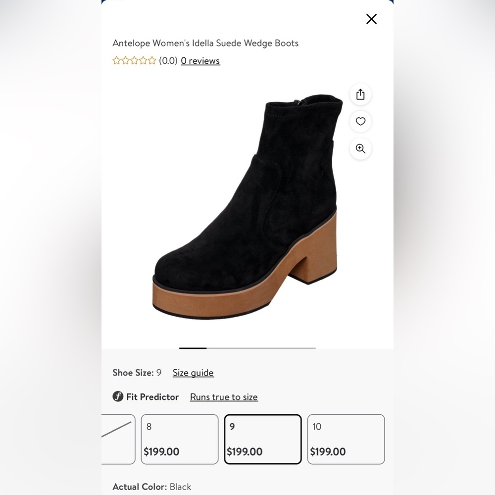 Antelope Women's Idella Suede Wedge Boots Sz 9